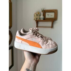 Puma carina street sneakers in light pink/bright melon orange - 2 youth
